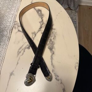 Brighton Black Belt with Silver and Gold Heart Buckle